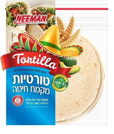 טורטיה גדול 25 מ"ס מקמח חיטה 6 יח 1/12