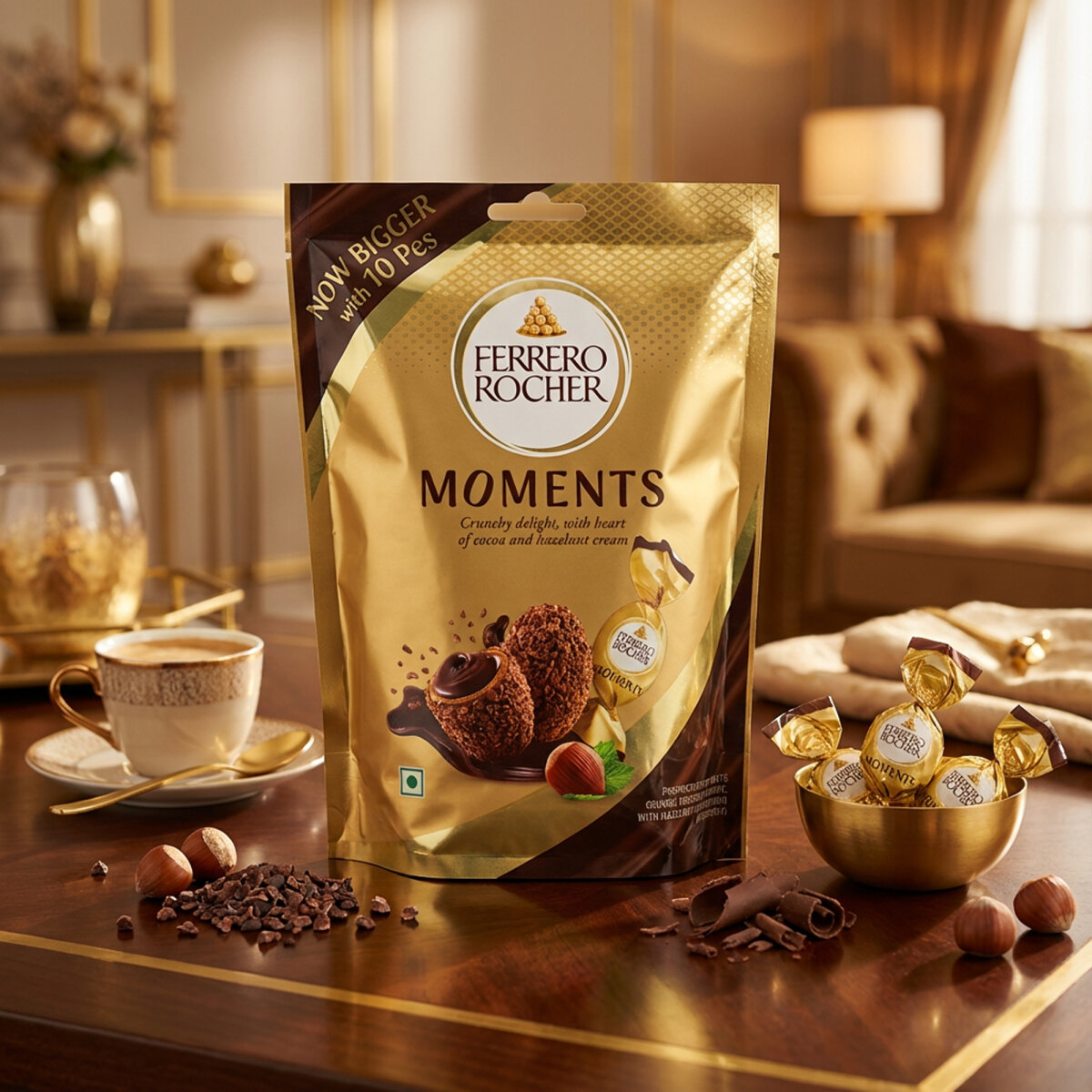 פררו רושה מומנטס פרלינים בטעם אגוזי לוז וקקאו 58 ג 1/12