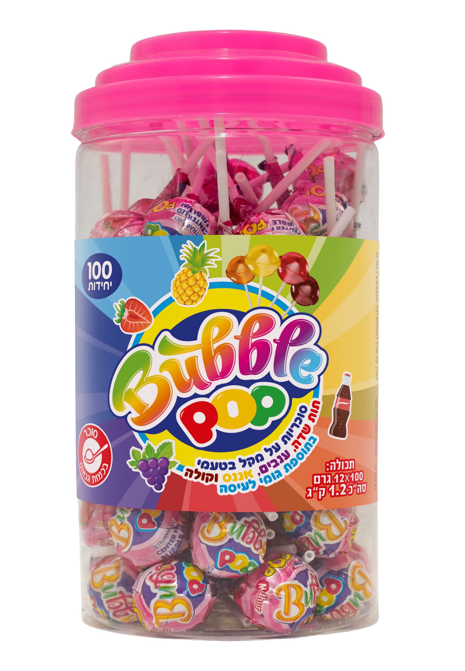 סוכריות על מקל 12 גרם 100 יח