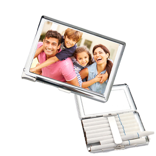 קופסאת סיגריות אלומיניום הדפסה דו"צ כולל מצית