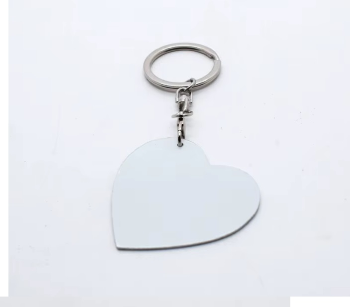 (50 יח') מחזיק מפתחות דו צדדי אלומיניום לב