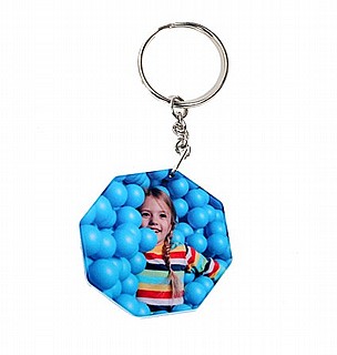 מחזיק מפתחות דו צדדי פולימר משושה