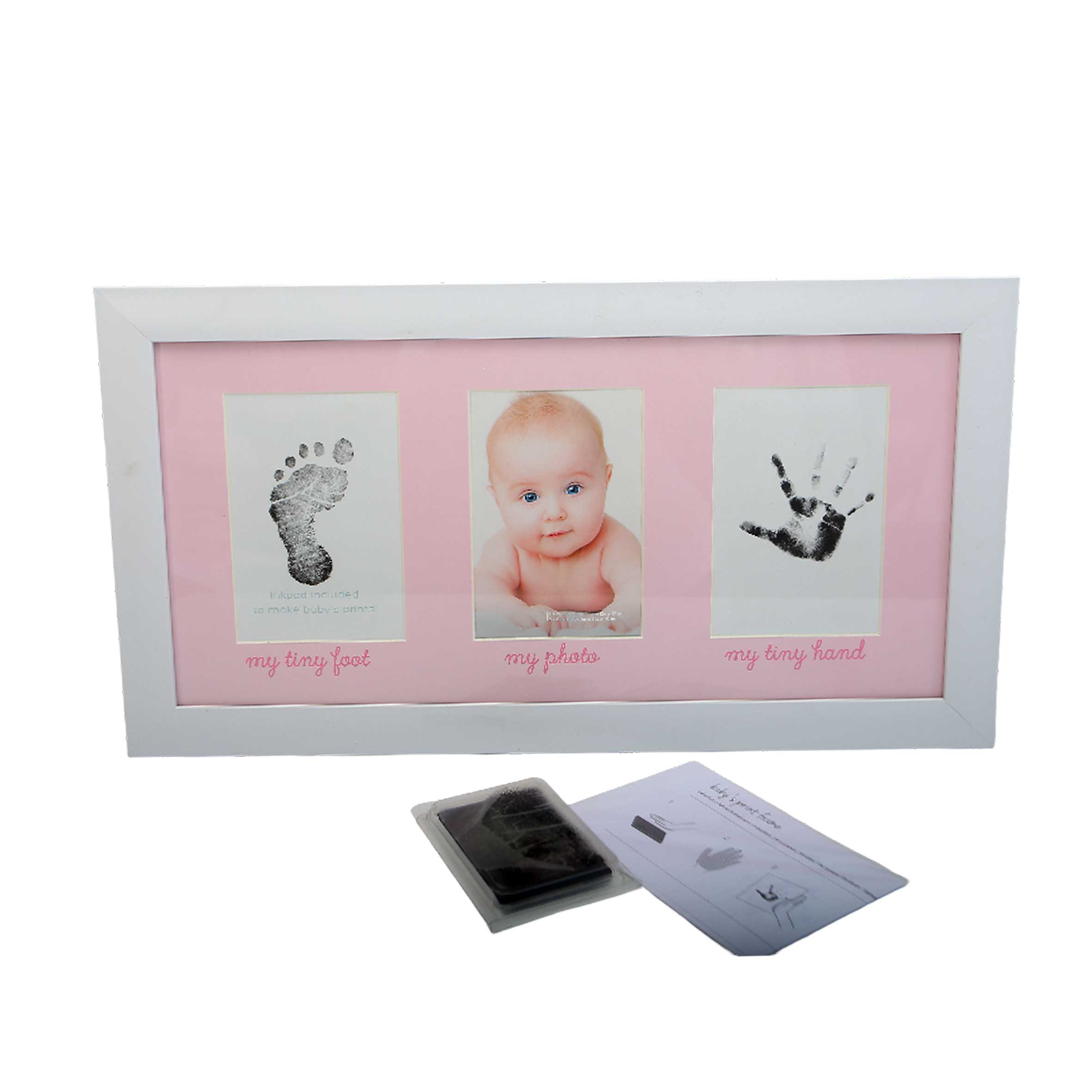 (10043) מסגרת תינוק טביעת יד רגל וורוד