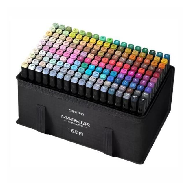 מארז 168 טושים דו צדדים SKETCH MARKER DELI