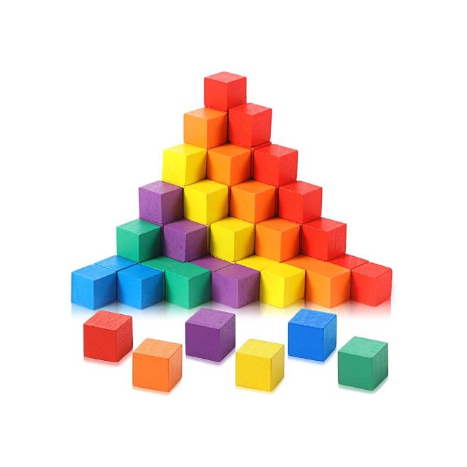 קוביות עץ צבעוניים 20*20
