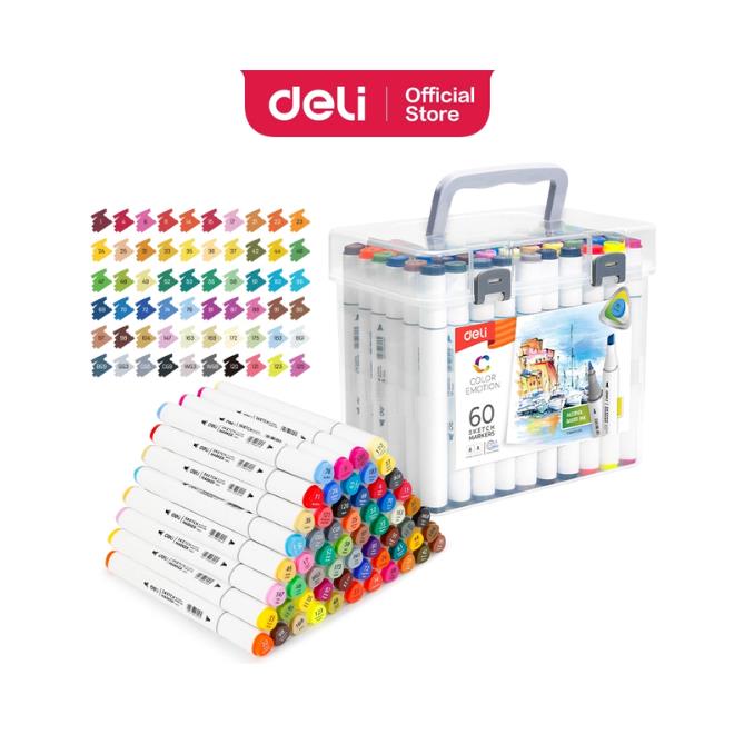 מארז 60 טושים דו צדדים DELI