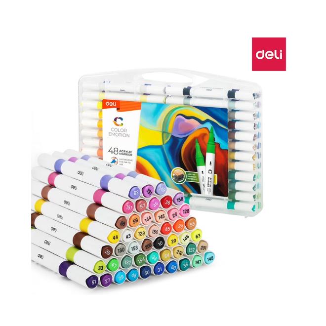 48 טושים אקרילים דו"צ DELI