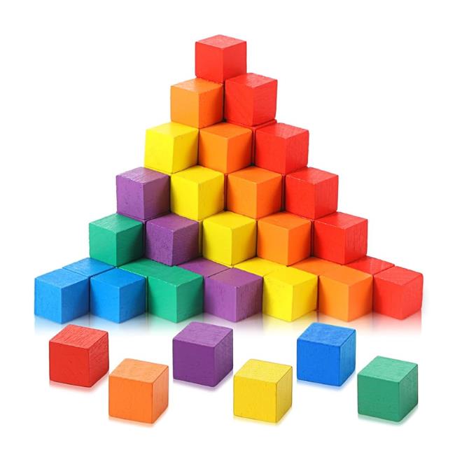 קוביות עץ צבעוניים 35*35