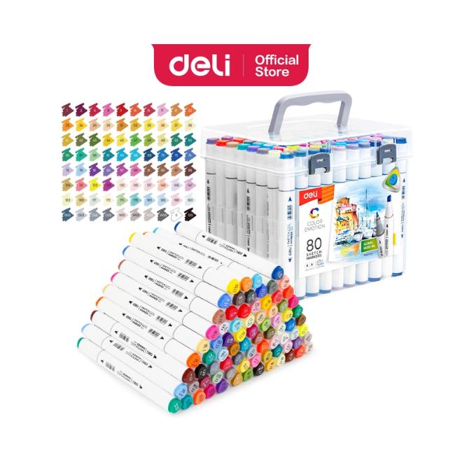 מארז 80 טושים דו צדדים DELI