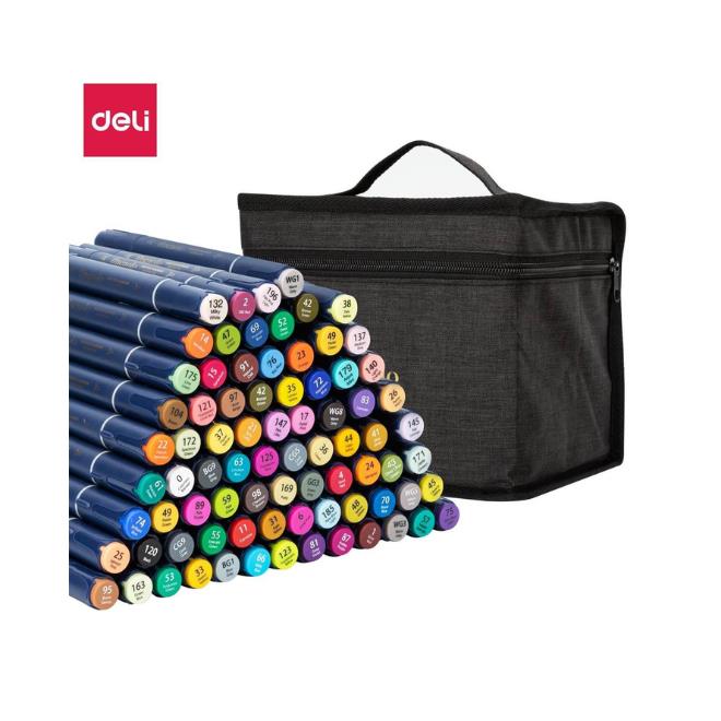 מארז 80 טושים דו צדדים ראש מכחול DELI