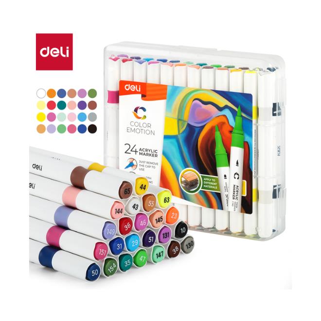 24 טושים אקרילים דו"צ DELI
