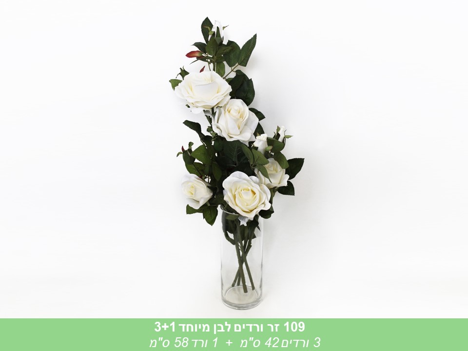זר ורדים לבן מיוחד 3+1