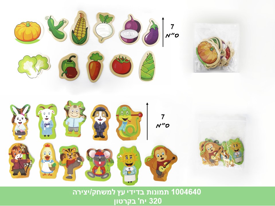 מארז 12 תמונות בדידי עץ למשחק / יצירה (320)