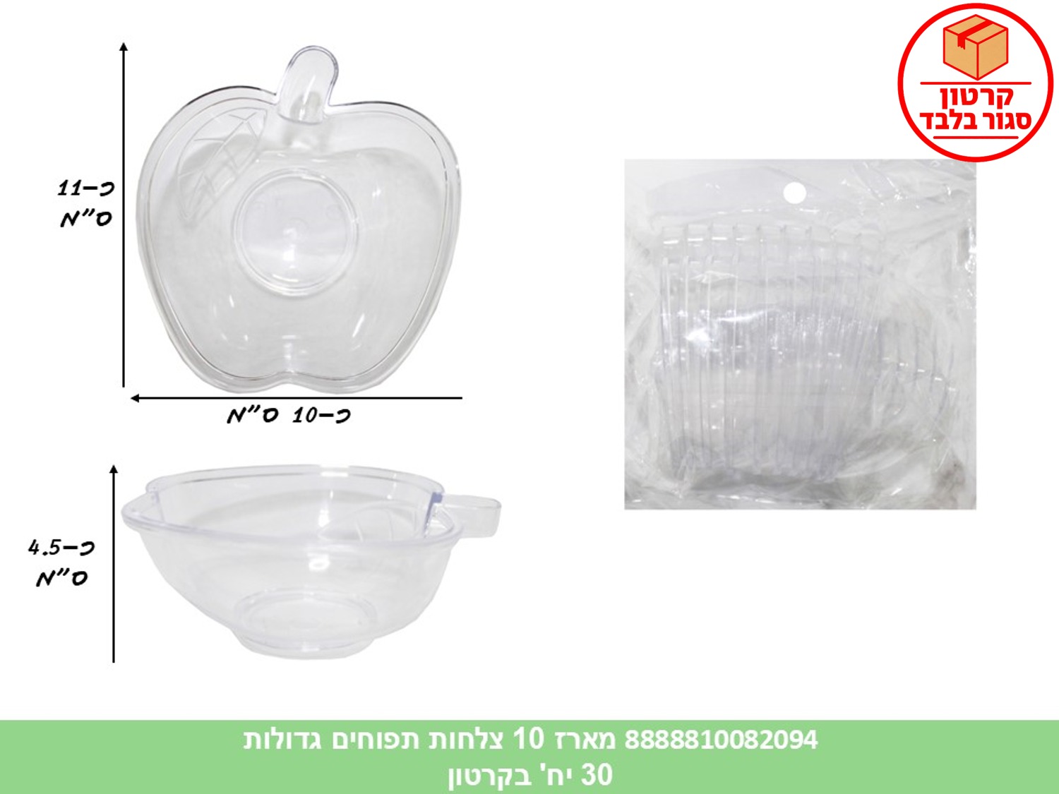 029.מארז 10 צלחות תפוחים גדולות (30) (ARIZOT) (ROSH)