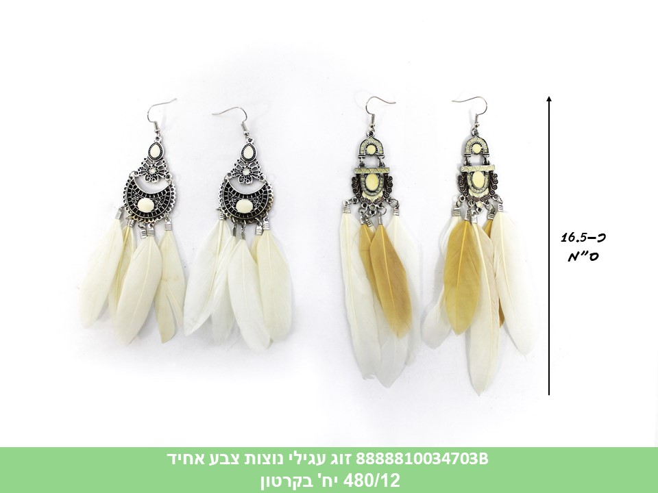 זוג עגילי נוצות צבע אחיד (480/12)