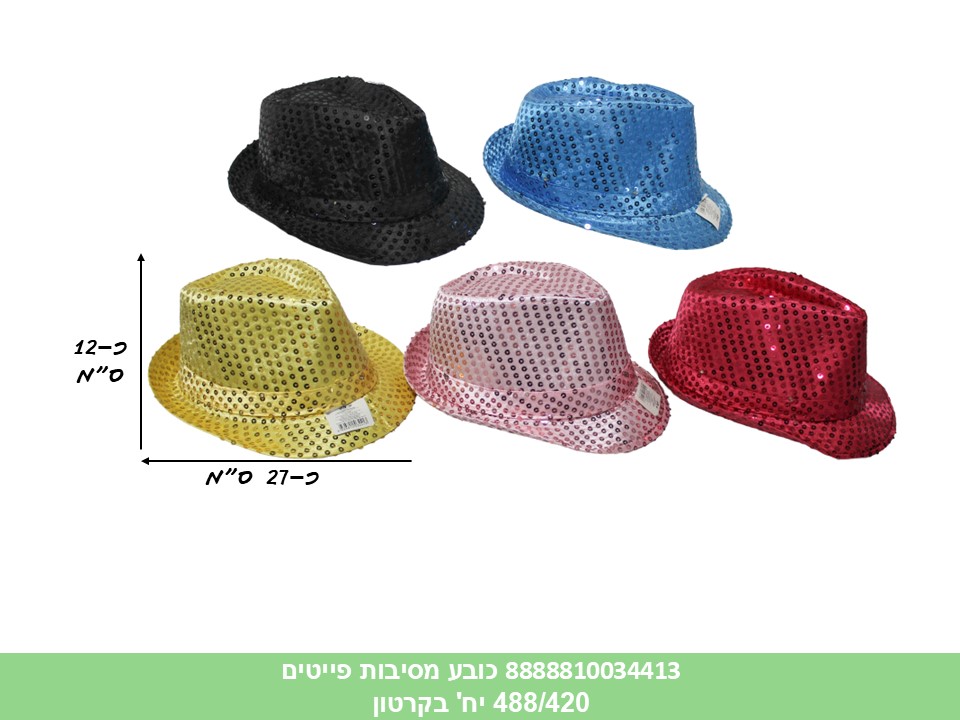 כובע מסיבות פייטים מעורב צבעים (488/420)