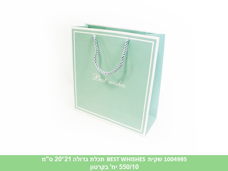 שקית BEST WHISHES תכלת גדולה 21*20 ס"מ