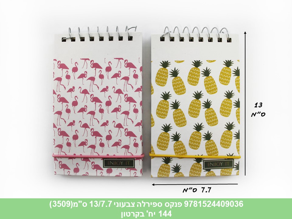 פנקס ספירלה צבעוני 13/7.7 ס"מ(3509)