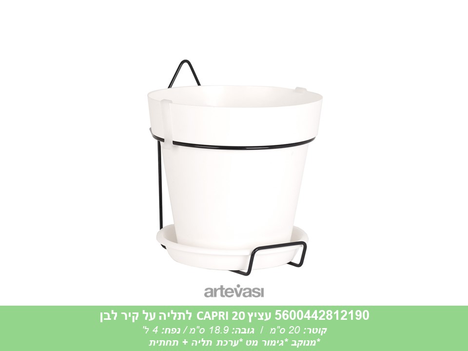 עציץ CAPRI 20 לתליה על קיר לבן