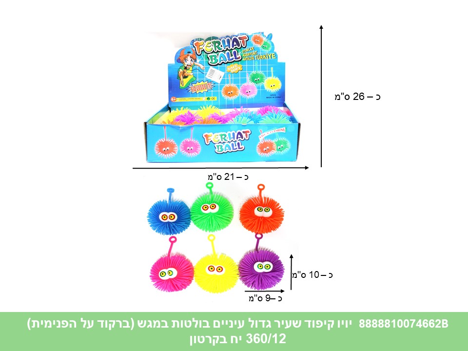 יויו קיפוד שעיר גדול עיניים בולטות במגש (ברקוד על הפנימית) (360/12)