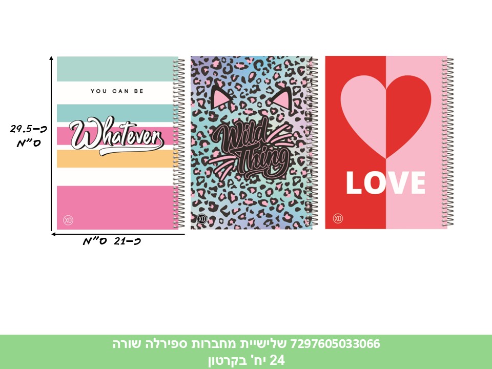 מארז 3 מחברות ספירלה שורה (קרטון סגור בלבד!!) (16)