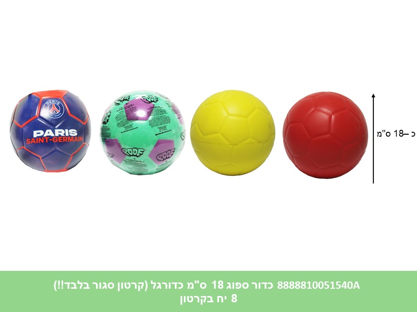 כדור ספוג 18 ס"מ כדורגל (קרטון סגור בלבד!!) (8)