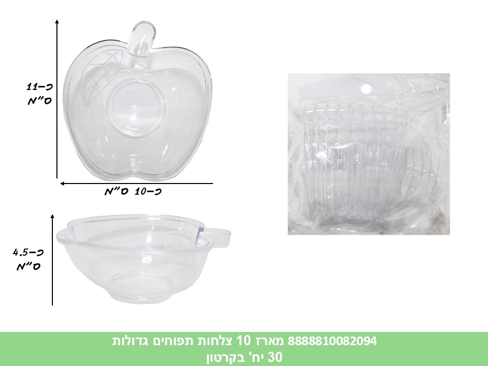 מארז 10 צלחות תפוחים גדולות (קרטון סגור בלבד!!) (30) (ROSH)