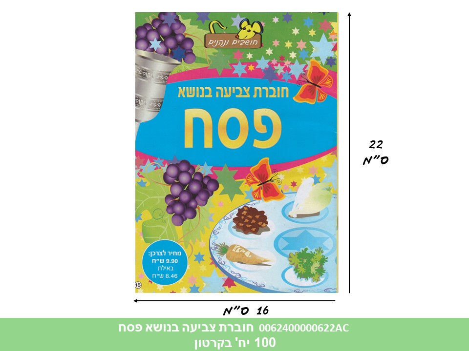 חוברת (HOSHVIM) צביעה בנושא פסח (קרטון סגור בלבד!!) (100)