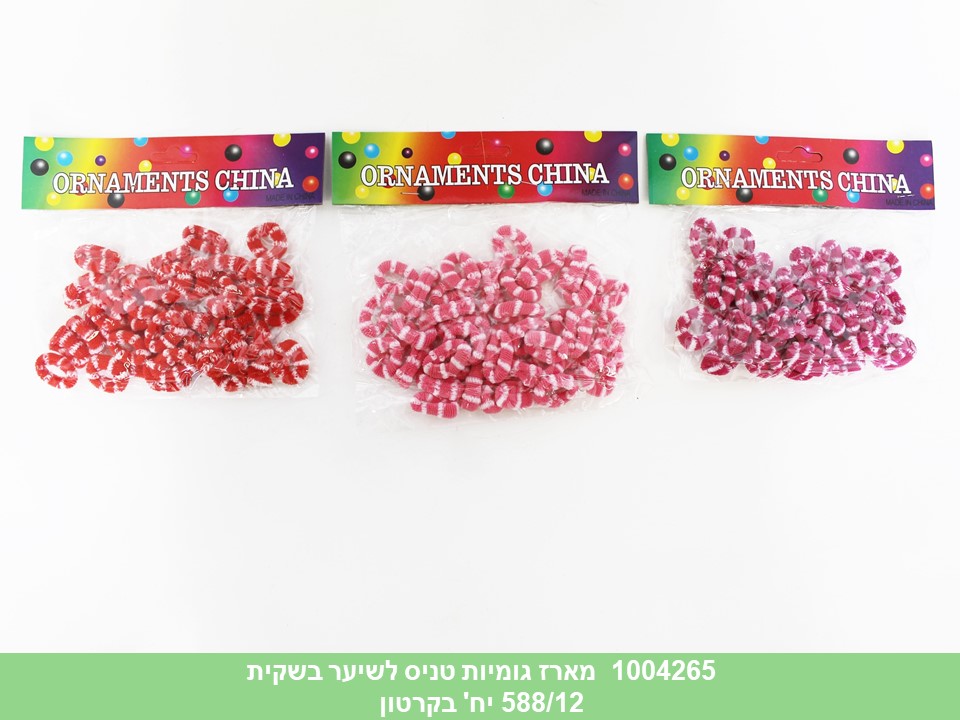 אביזרי שיער - מארז גומיות טניס אדום/ורוד לשיער בשקית (588/12)