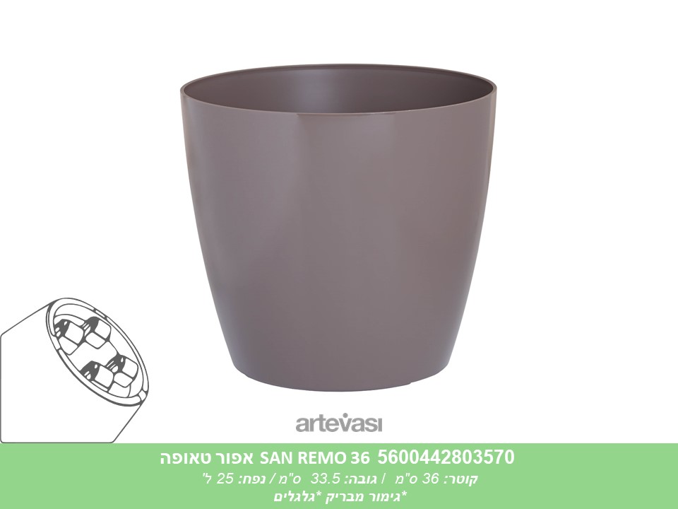 עציץ SAN REMO 36 אפור טאופה