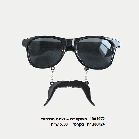 משקפי מסיבות + שפם בשקית (300/24)