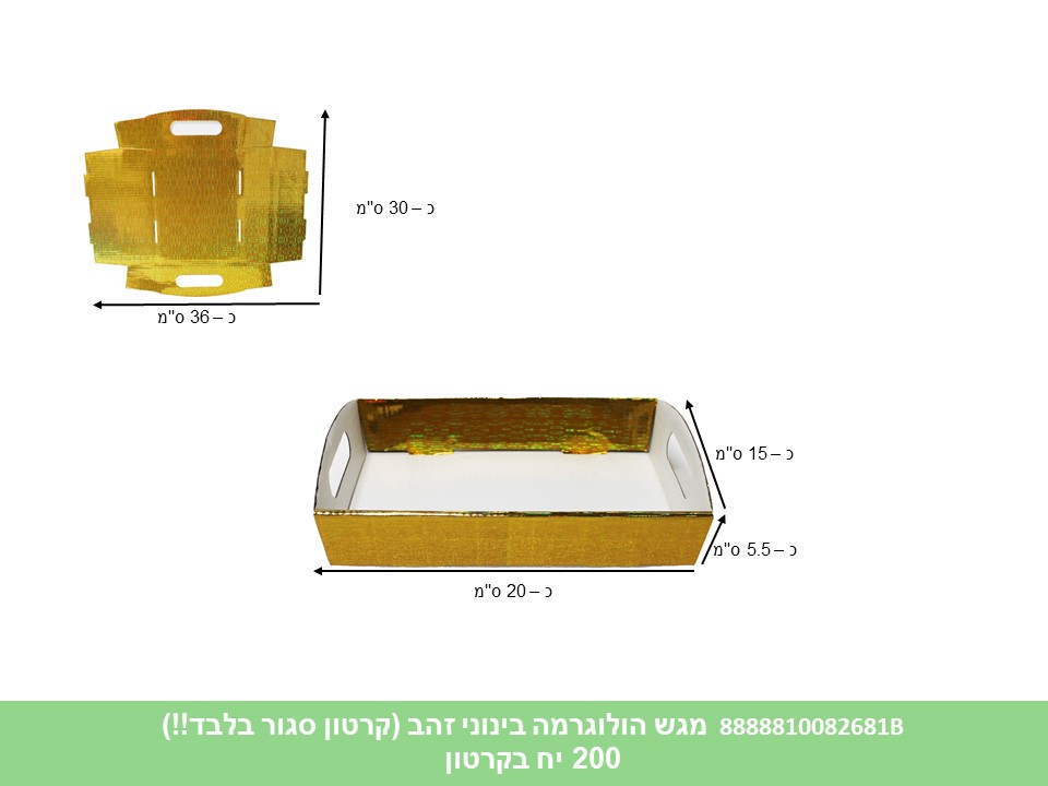 576.מגש הולוגרמה בינוני זהב (קרטון סגור בלבד!!) (200) (ARIZOT)