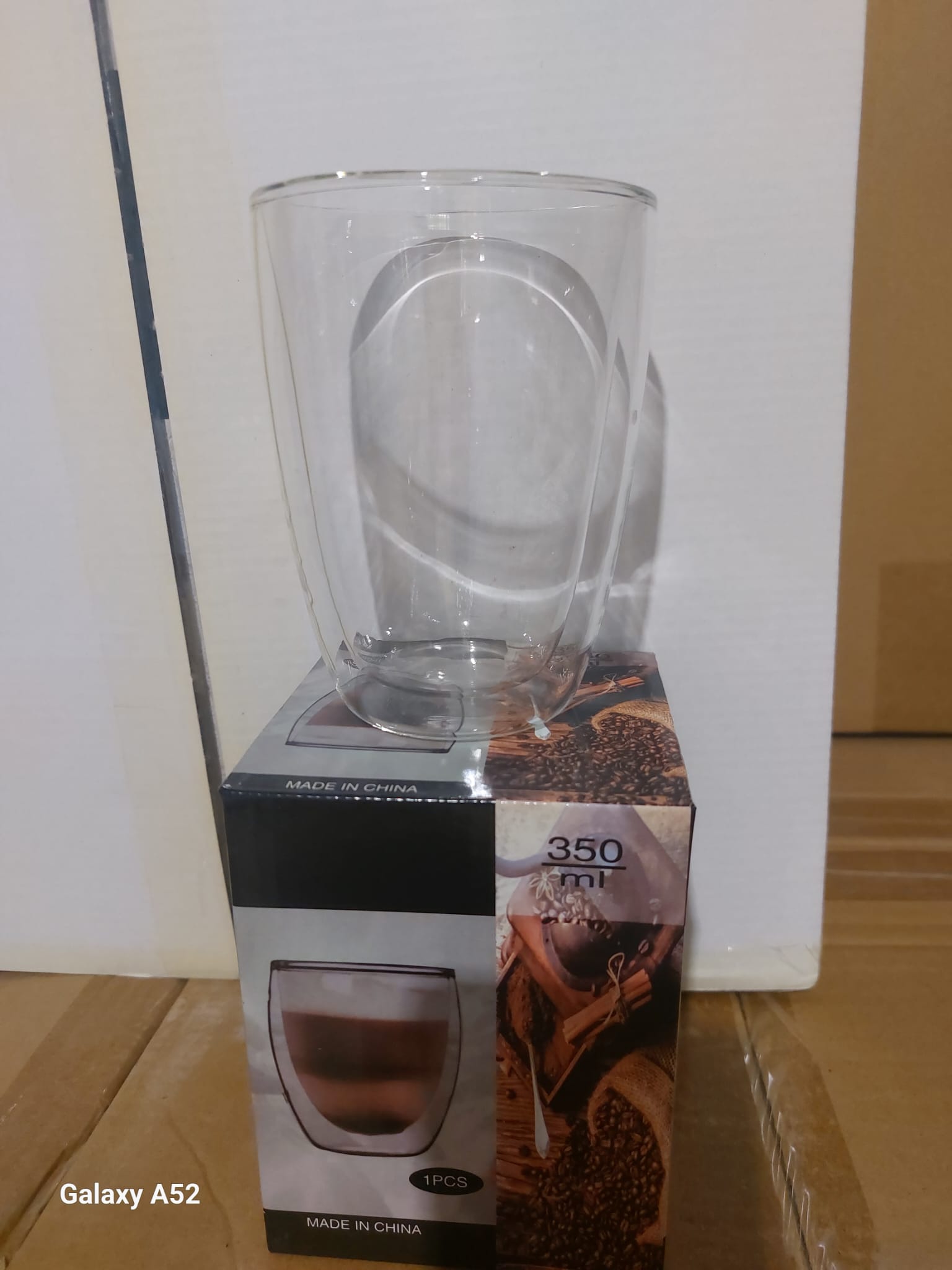 ז. כוס זכוכית כפולה 350 מ"ל ענקית (GL-15) בקופסא (קרטון סגור בלבד!!) (84)