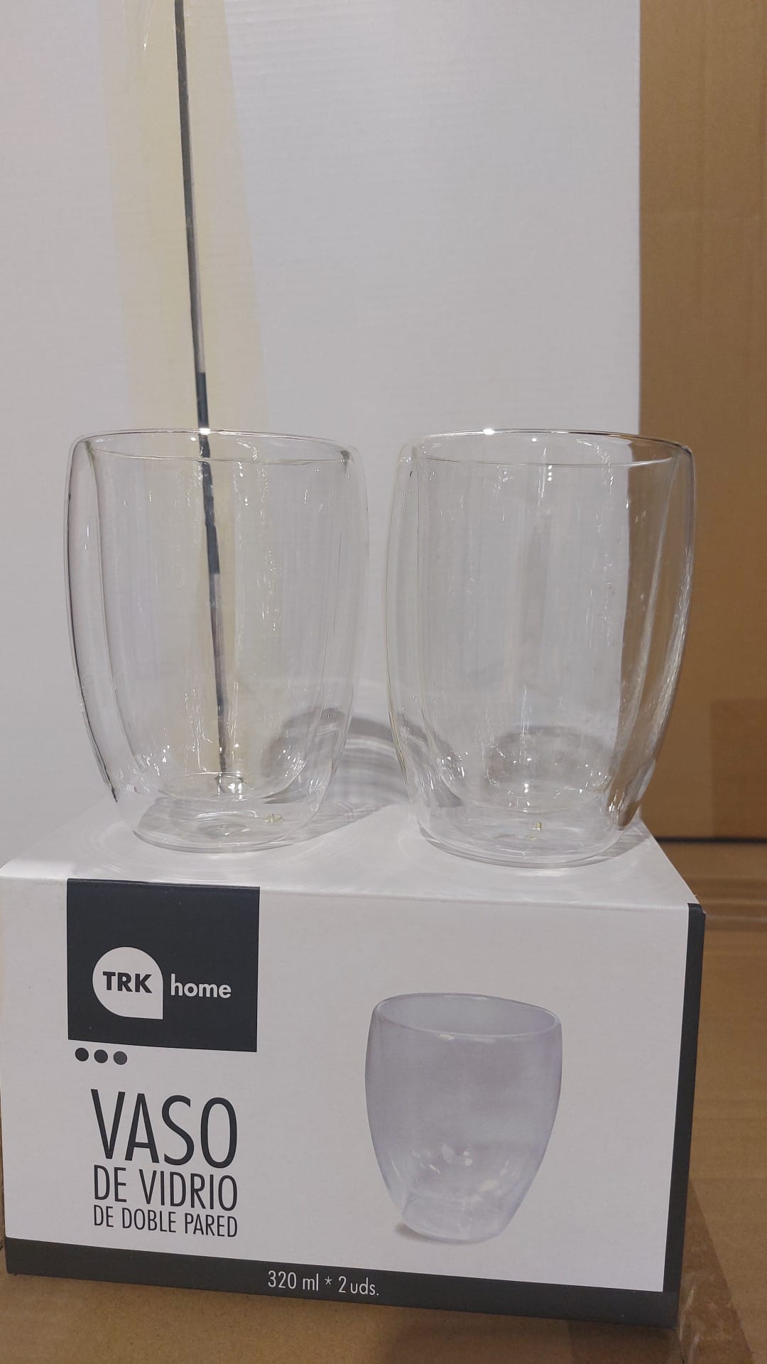 ז. זוג כוסות זכוכית כפולה 320 מ"ל (GL-17) בקופסא (ללא ברקוד) (קרטון סגור!!) (24)