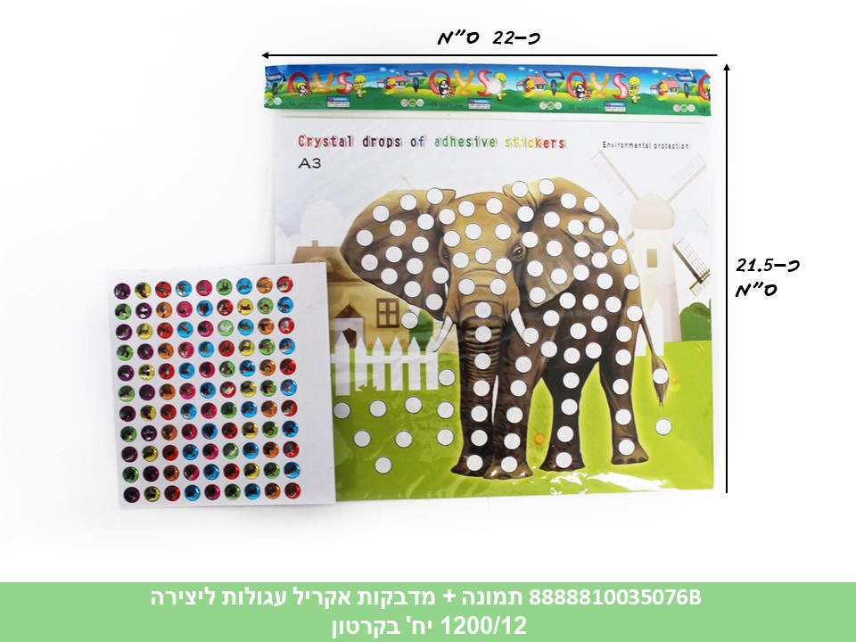 תמונה + מדבקות אקריל עגולות ליצירה (1200/12)
