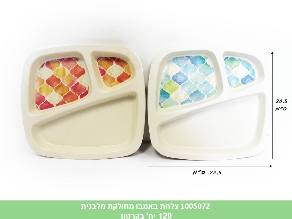צלחת באמבו מחולקת מלבנית