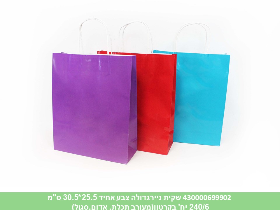 שקית נייר גדולה צבע אחיד 25.5*30.5 ס"מ (240/6)
