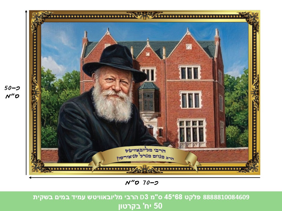 213.פלקט 68*45 ס"מ 3D הרבי מליובאוויטש עמיד במים בשקית (50)