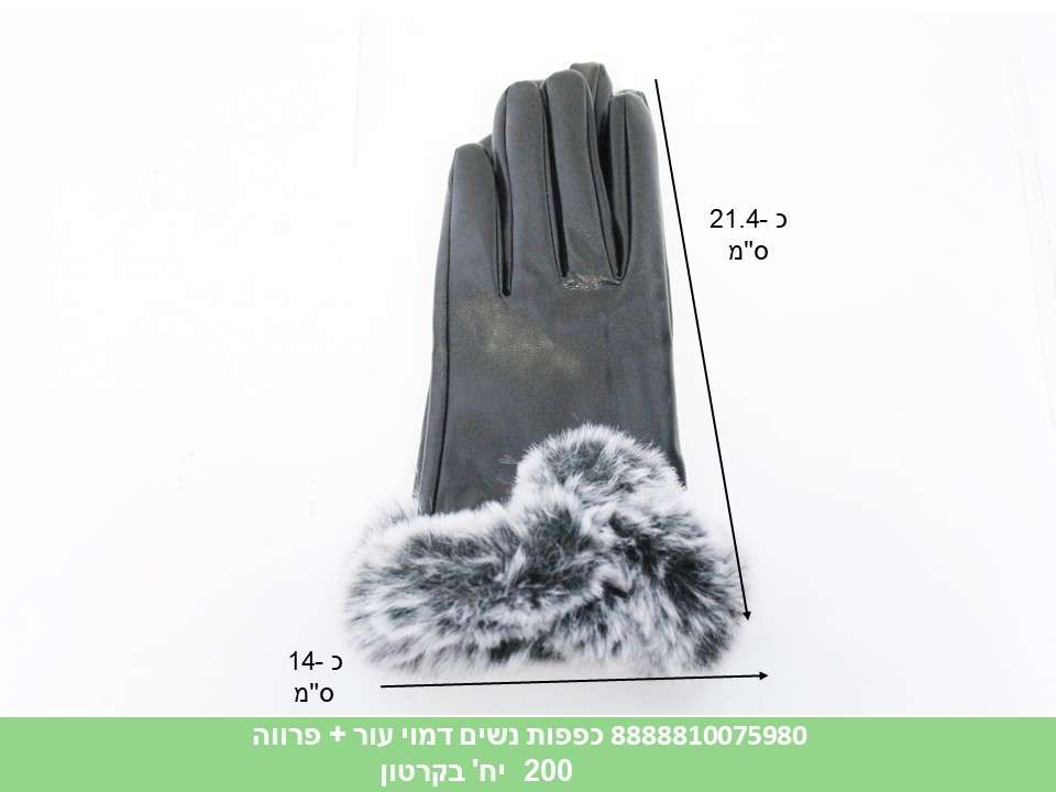 כפפות נשים דמוי עור + פרווה (ללא ברקוד) (200)