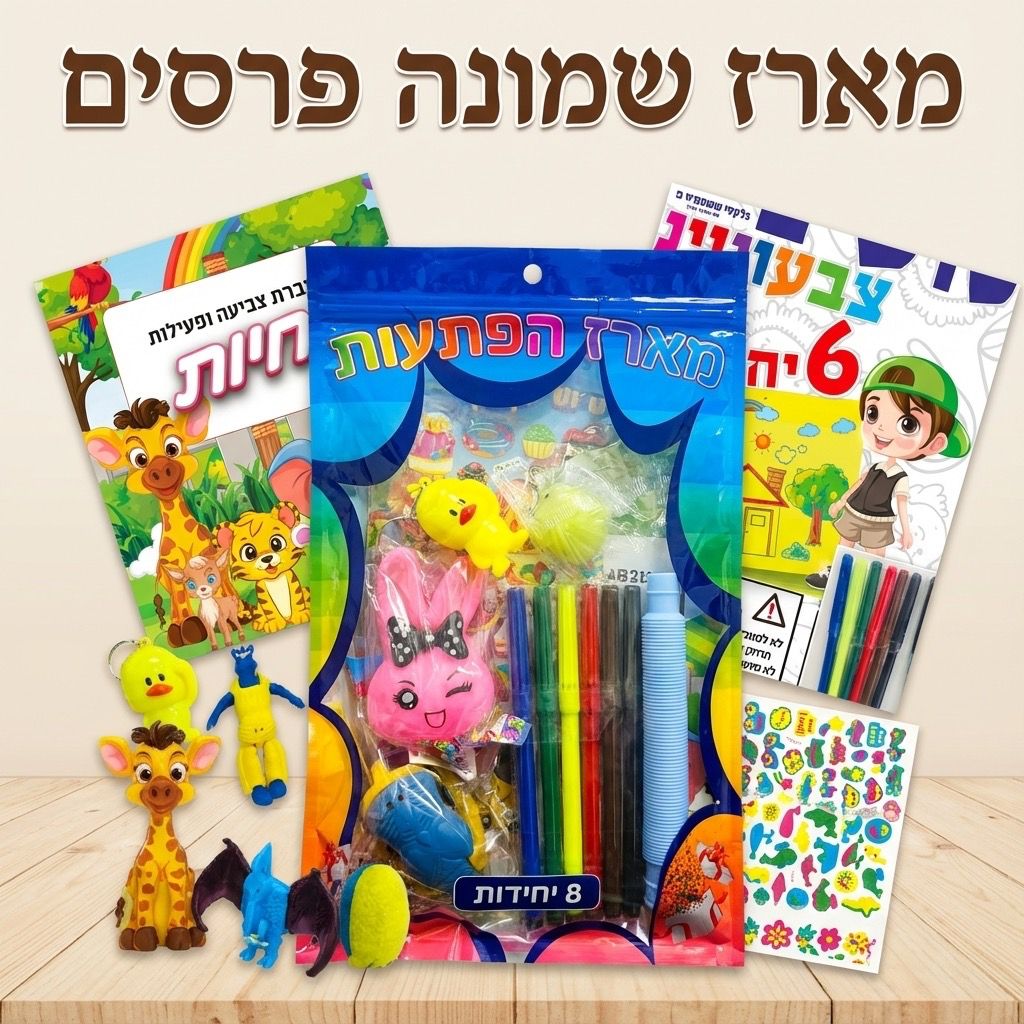 !!!מארז 8יח א צביעה-חיות+טושים+פרסים &amp; חדש1738