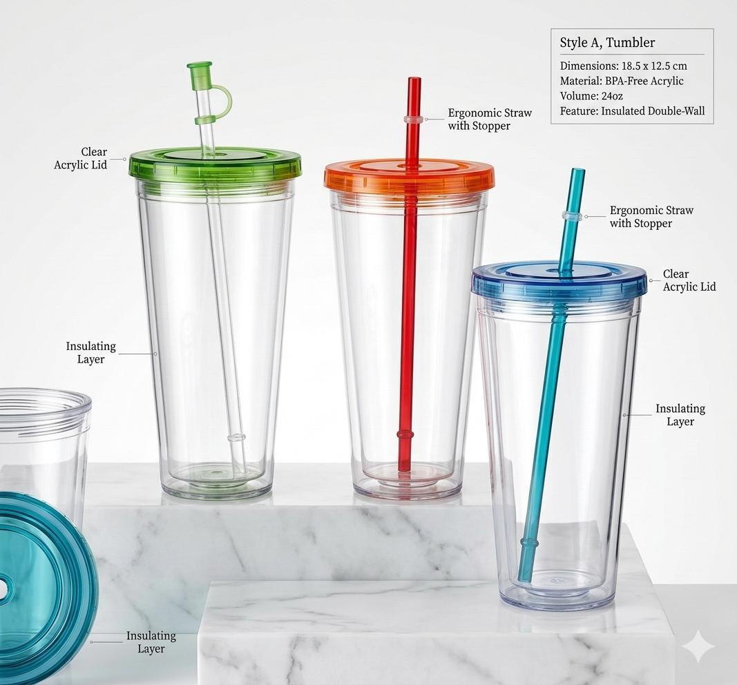 כוס עם קש שקופה2795/48