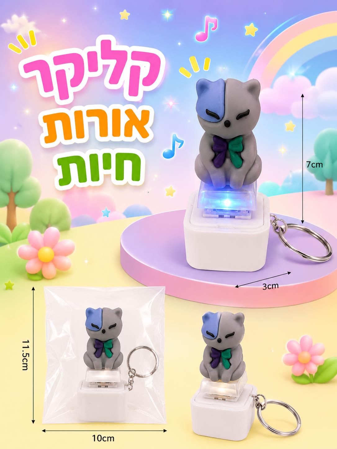 !!להיט קליקר מנגן נטען דגם חתול שקית2175C/800/1-20