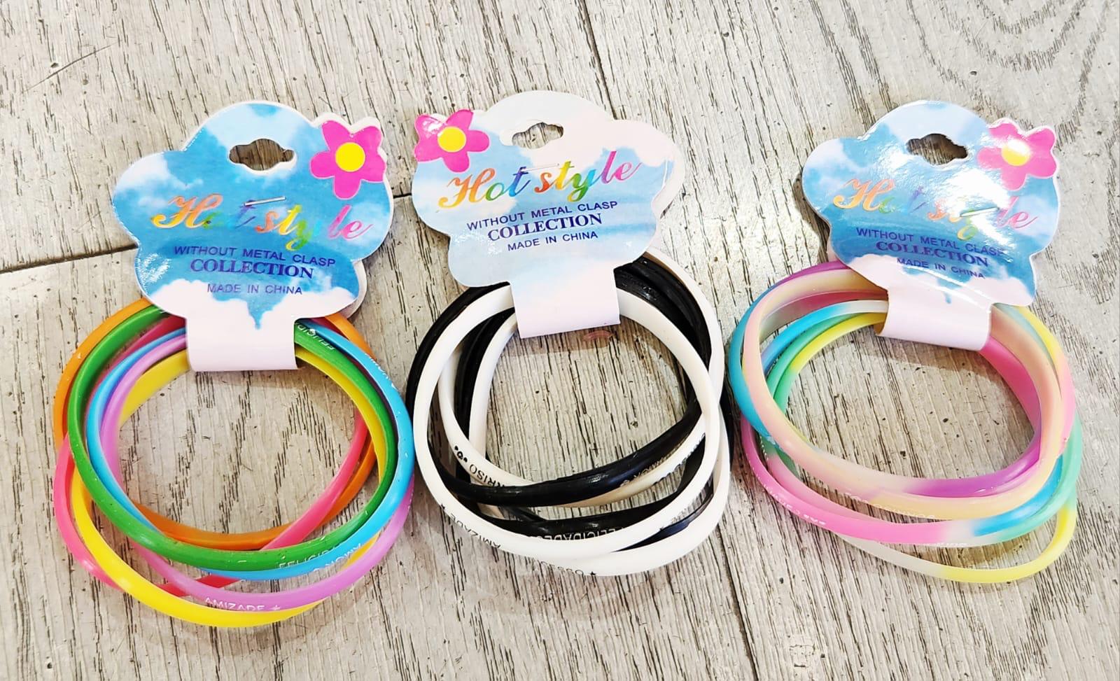 !!!אקססוריז צמידים 5יח סיליקון צבעים3354/1-12