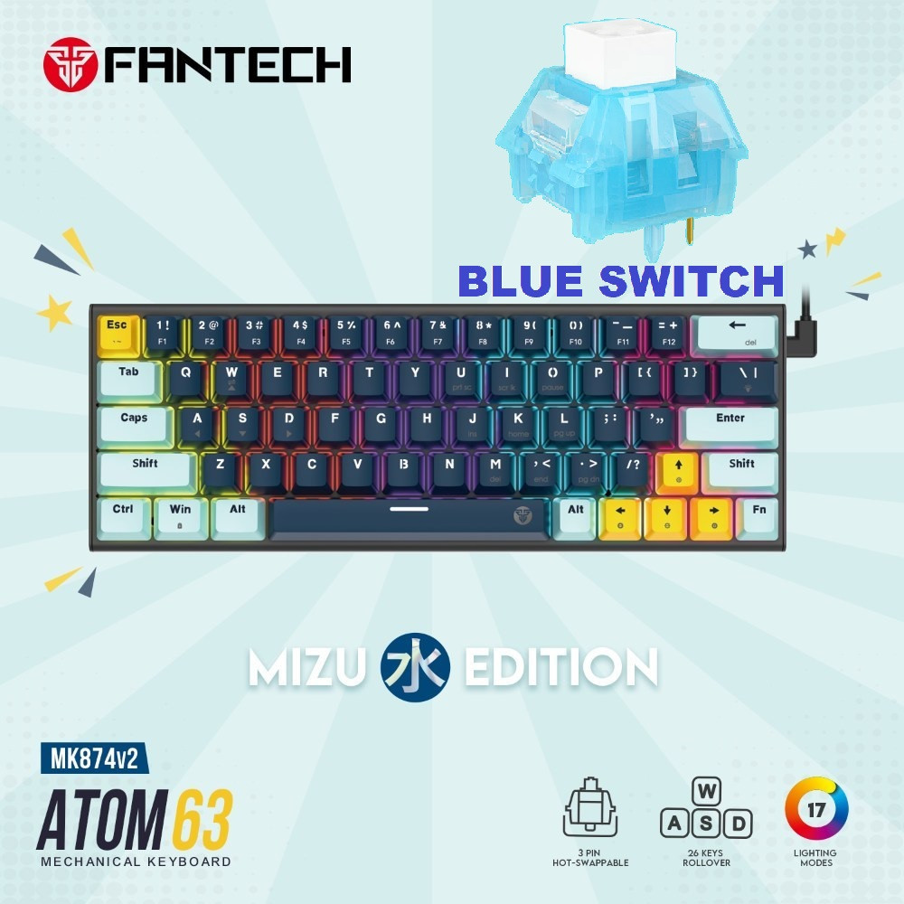מקלדת גיימינג מכנית מיני fantech atom 63