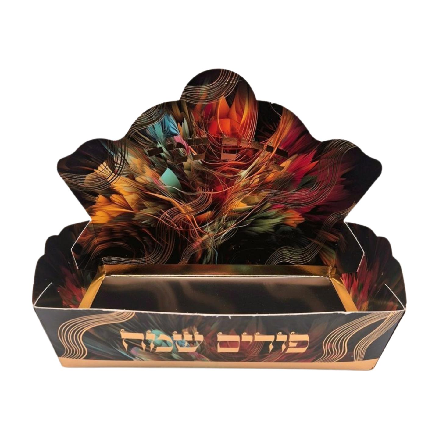 קרטונית עם גב למשלוח מנות דגם נוצות