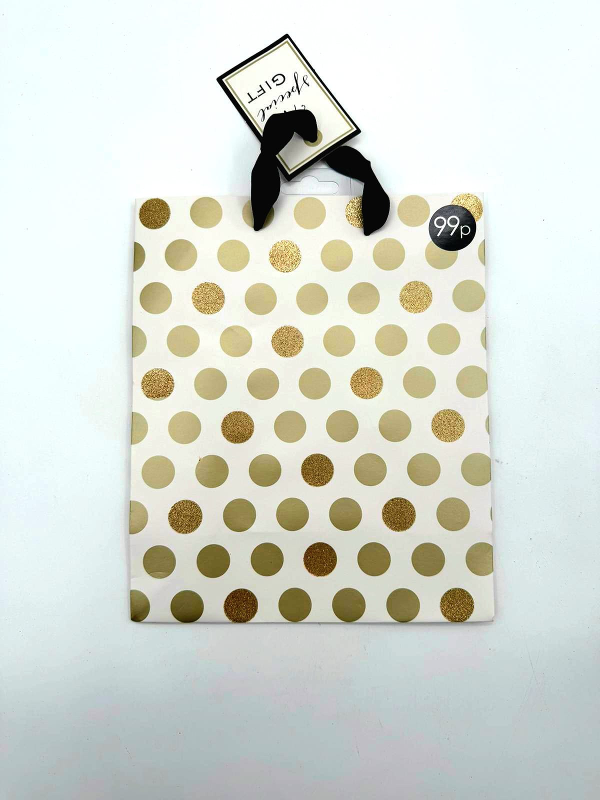 שקית קרטון דגם נקודות זהב