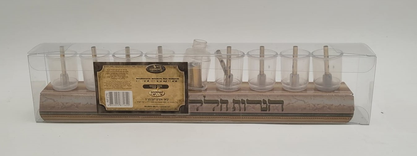 חנוכיית פס עם כוסות פלסטיק דגם עמוד (48 בקר')