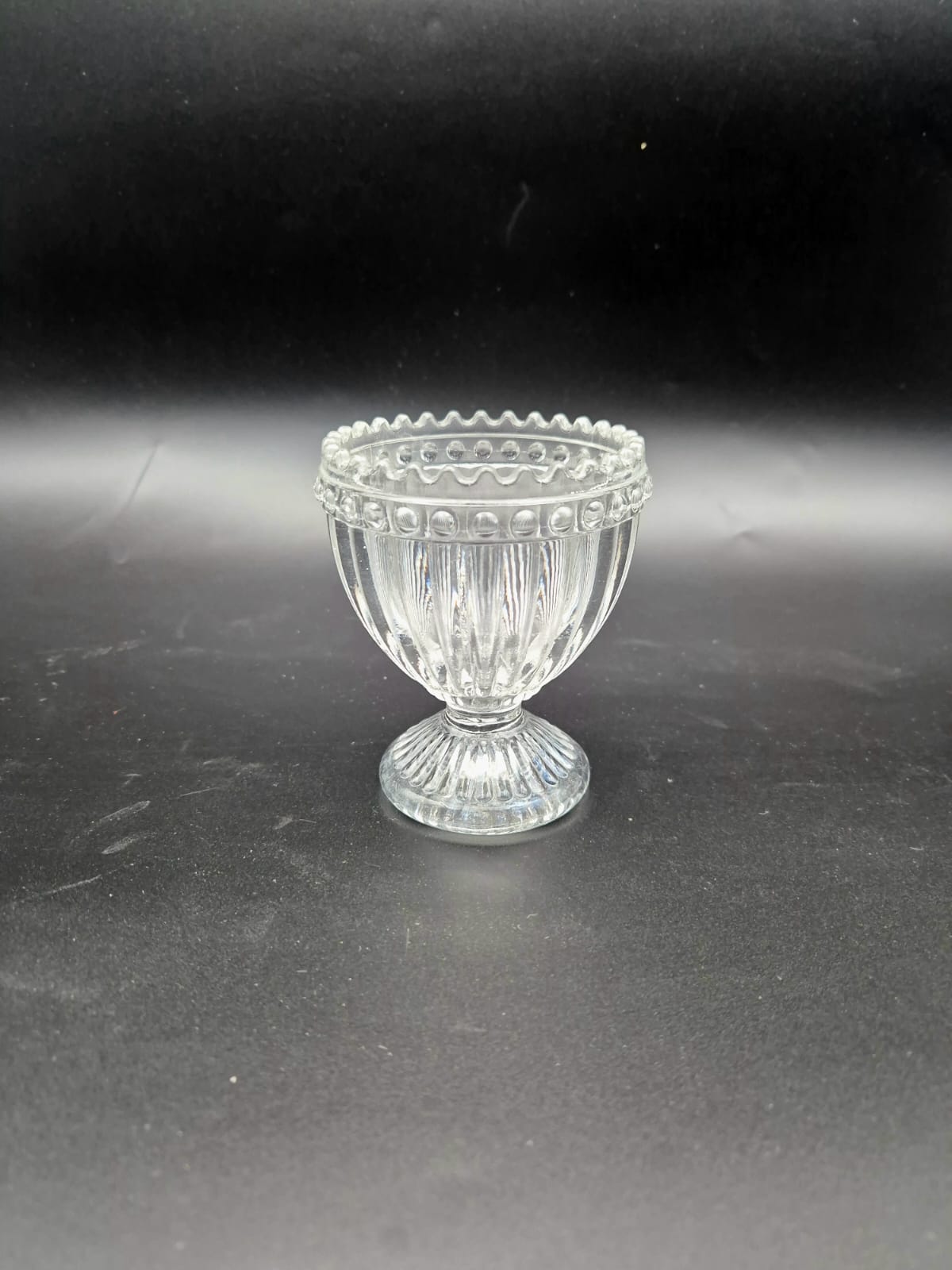 כוס קינוח זכוכית דגם פסים (100בקרטון)