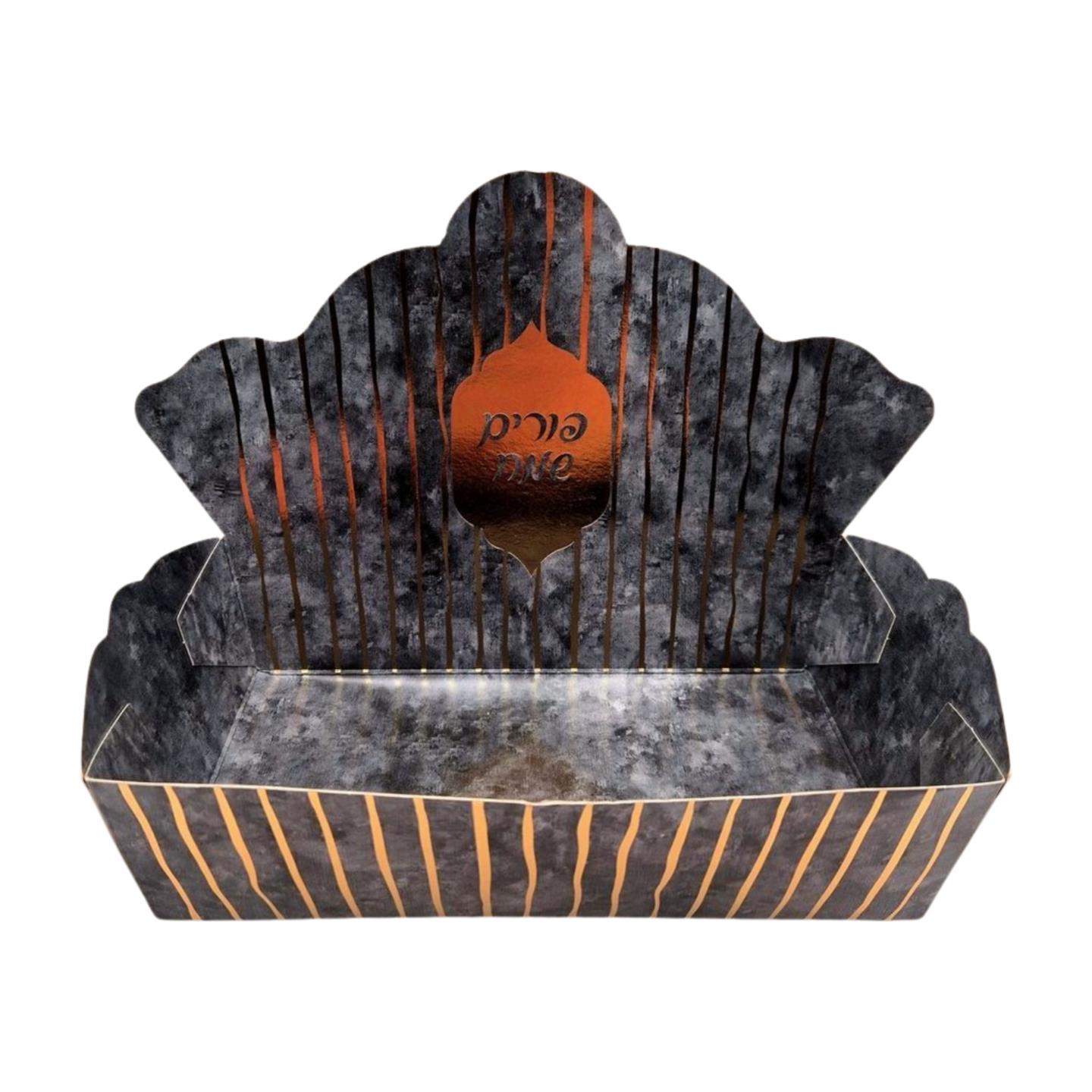 קרטונית עם גב למשלוח מנות דגם פסים זהב  