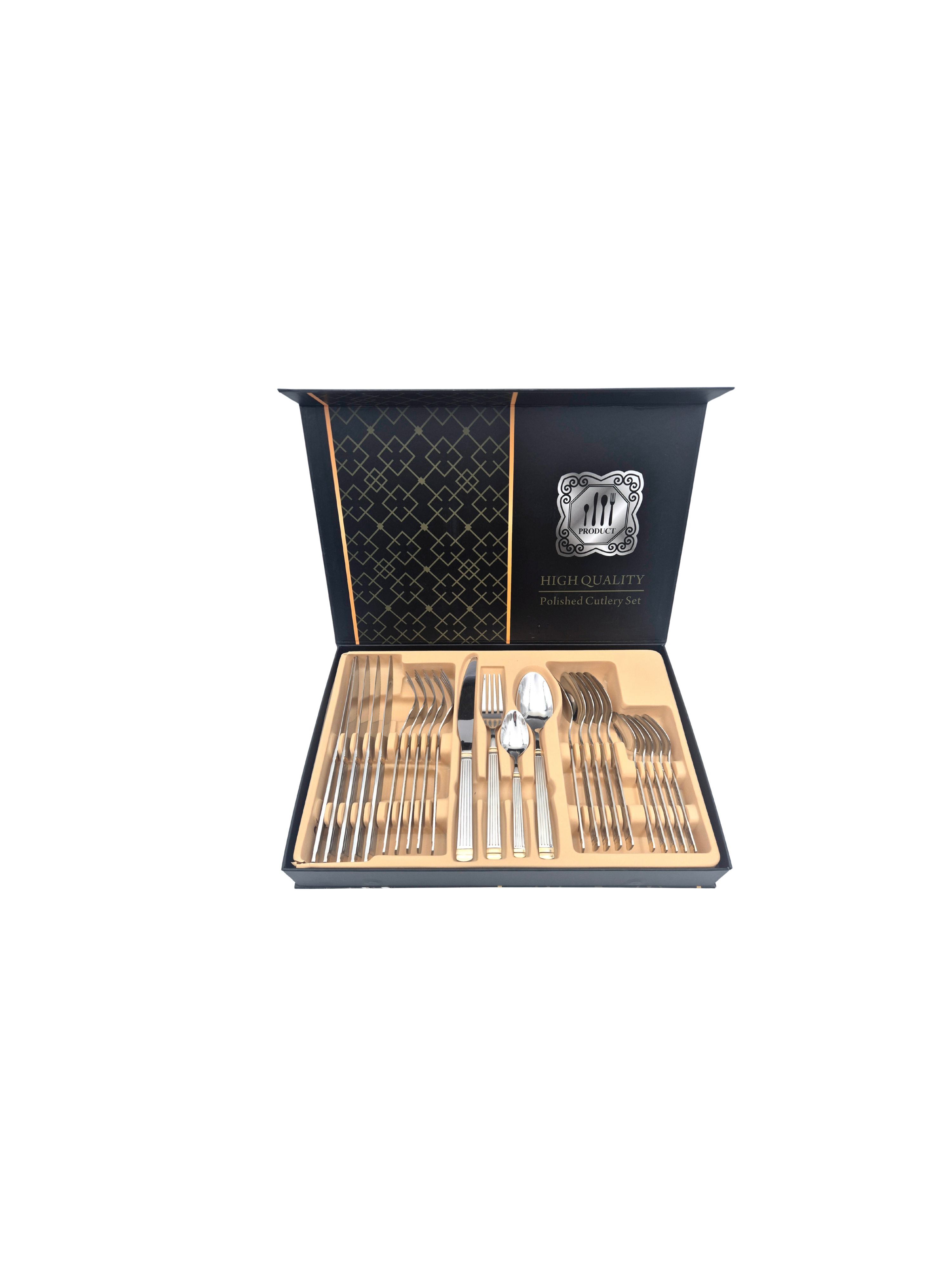 סט סכום 24 חלקים 0434-3 צבע כסף פסים